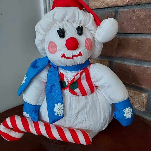 International Silver Co 1993 Poly Nylon Pluff Snowman Clown Face Stuffed Figure - Picture 3 of 10